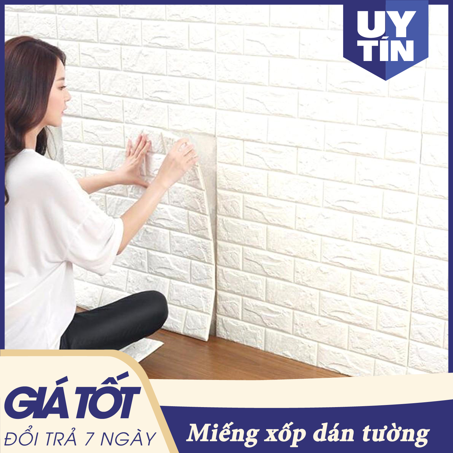 (CHỌN MÀU) Combo 10 Miếng xốp mỏng dán tường,xốp dán tường - cách âm ,cách nhiệt 3D phong cách Hàn Quốc-khổ 70x77cm dodiengiasi (loại Mỏng) - Chọn màu