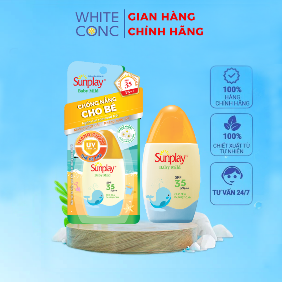 Sữa chống nắng Sunplay cho bé từ 6 tháng tuổi và da nhạy cảm Sunplay Baby Mild SPF 35, PA++ 30g