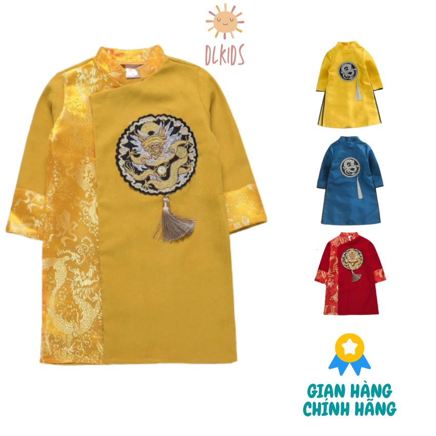 [9-50KG] Áo Dài Cách Tân Cho Bé Trai Có Size Đại 50kg DLKIDS DL19 Chất Gấm Cao Cấp Mẫu Mới Tết