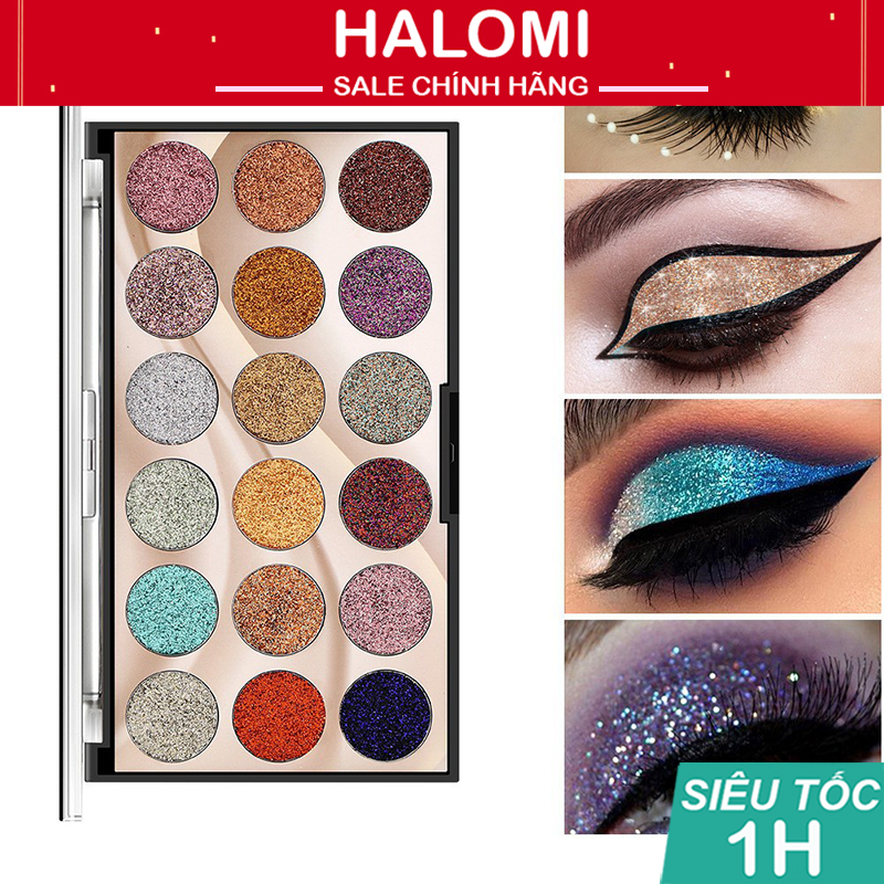 Bảng phấn mắt miss rose 18 ô màu ánh kim độc đáo thời trang chính hãng halomi store