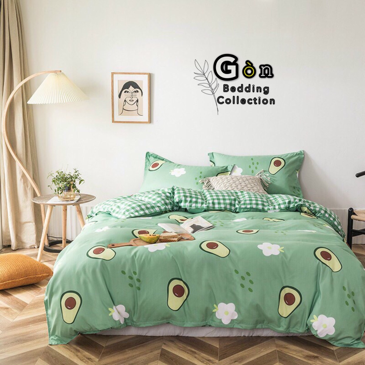 Bộ Chăn Ga Gối Cotton Poly , Bơ Kẻ , Chất Liệu Thoáng Mát , Kích Cỡ Đa Dạng ( 1 Grap , 1 Vỏ Chăn , 2 Vỏ Gối ) By. Gòn