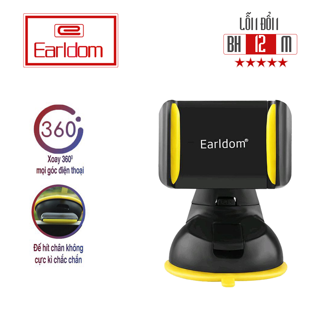 Giá Đỡ Điện Thoại Earldom Chính Hãn Trên Oto Xe Hơi (Có 2 chân hút + chân kẹp) Đa năng tiện dụng (chân đế, giá kẹp)