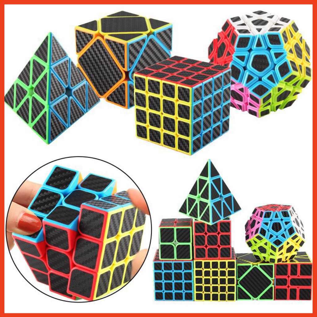 Bộ Sưu Tập Rubik CarBon 2x2 3x3 4x4 5x5 Pyraminx Megaminx Skewb Square