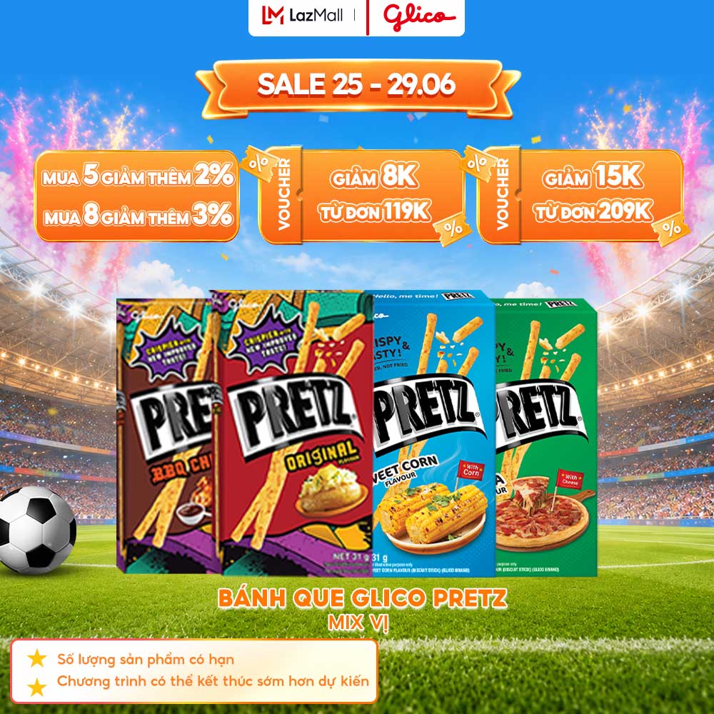 Hộp Lẻ - Bánh Que Snack Nướng Giòn GLICO Pretz 4 vị (Hộp Lẻ)