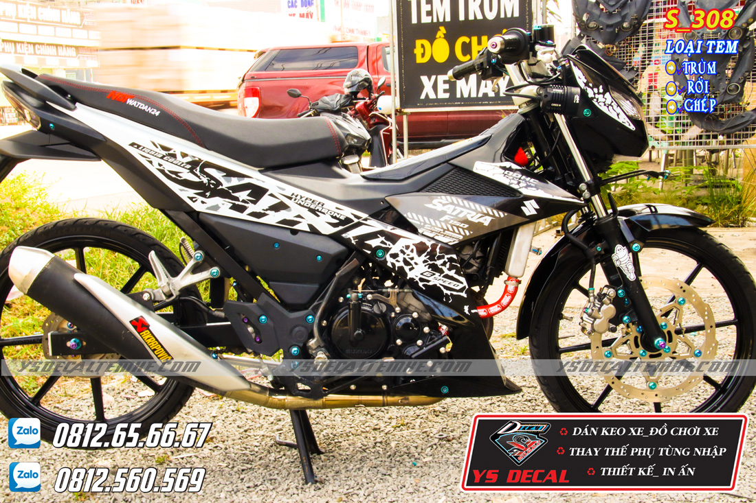 Tem xe Satria báo đốm đen trắng