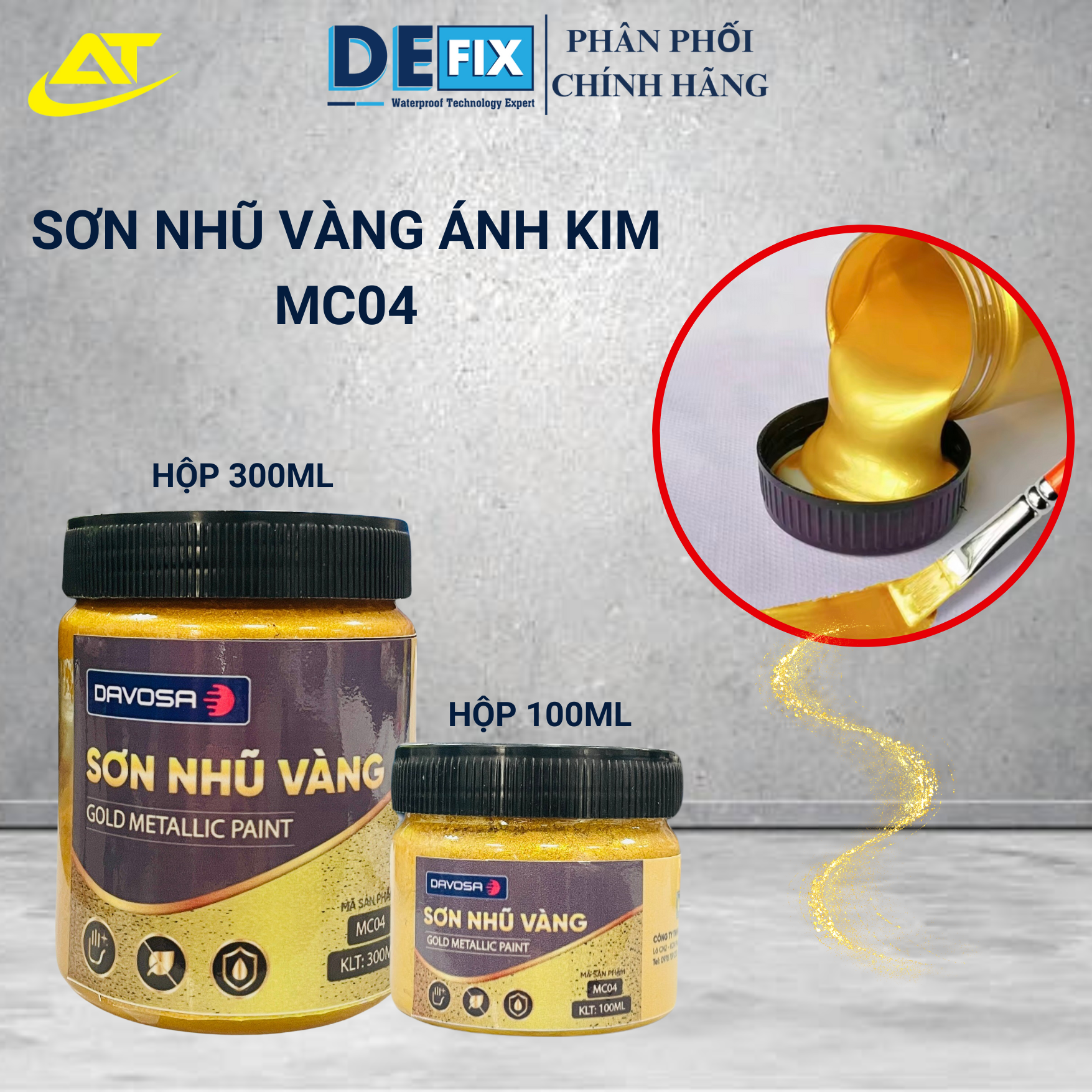 Sơn nhũ vàng ánh kim cao cấp gốc nước loại 100ml, 300ml