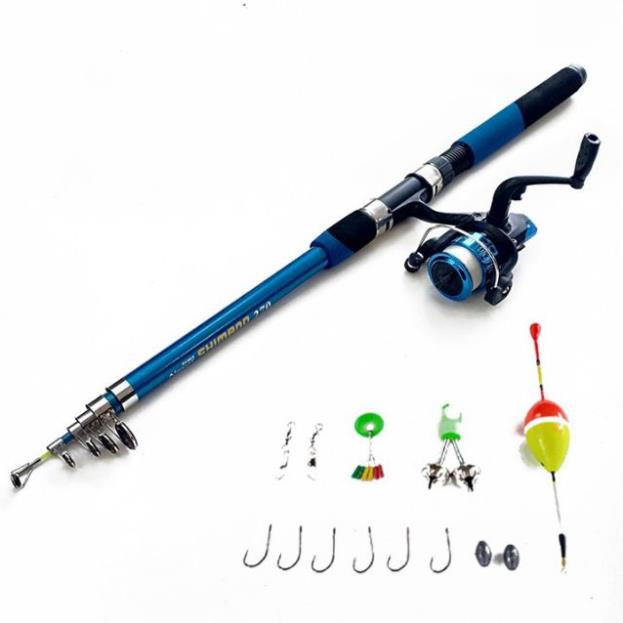 Bộ cần câu rút Shimano và máy cùng phụ kiện