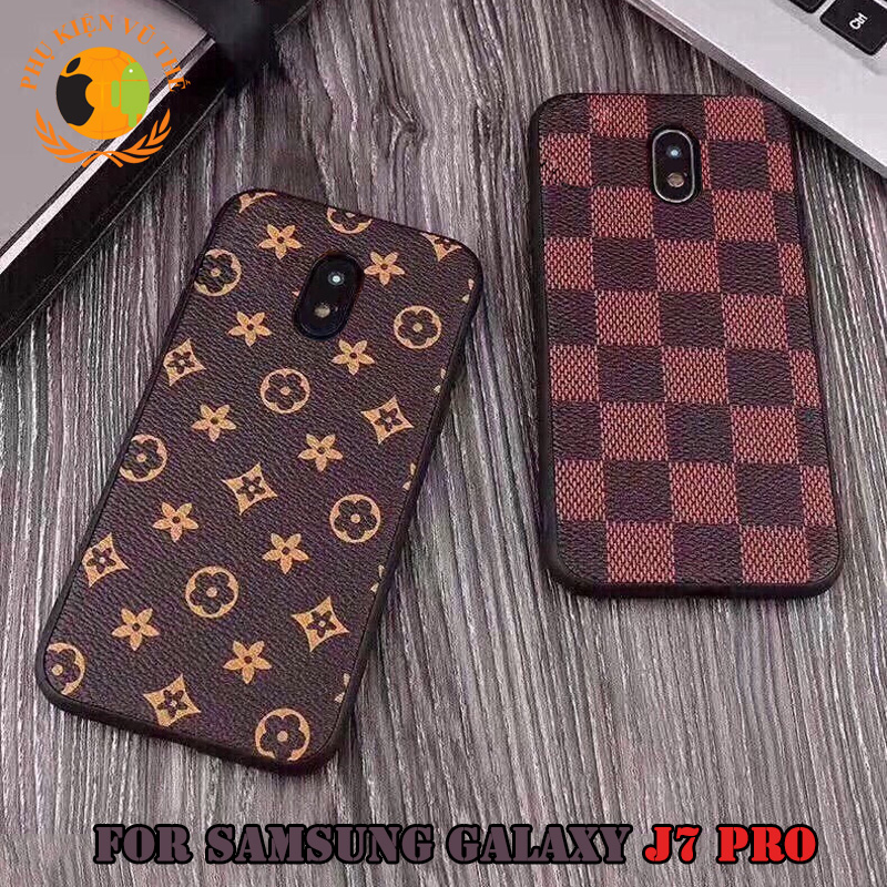 Ốp Lưng Da Leather In Họa Tiết LV Cho Samsung Galaxy J7 Pro / J7 Prime Sang Trọng, Đẳng Cấp