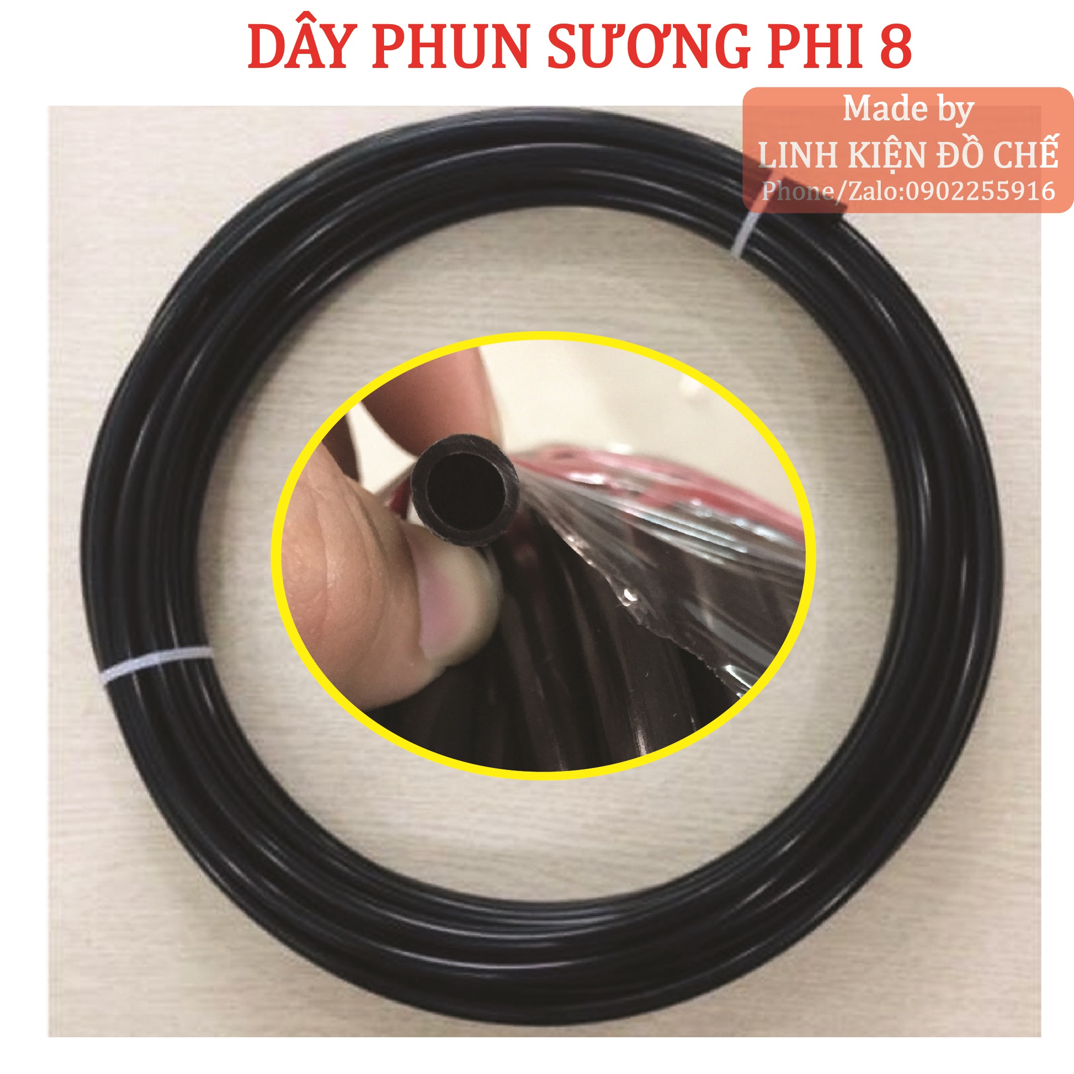 Dây ống phun sương tưới lan tưới hoa nhỏ giọt làm mát không khí đường kính 8mm dài 5m 10m 15m 20m