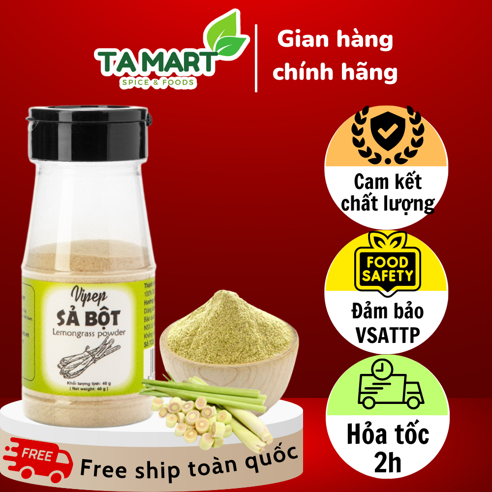 Bột sả vipep tự nhiên xay mịn 40g - gia vị ướp thịt, cá - bí kíp nấu ăn ngon - lemongrass powder