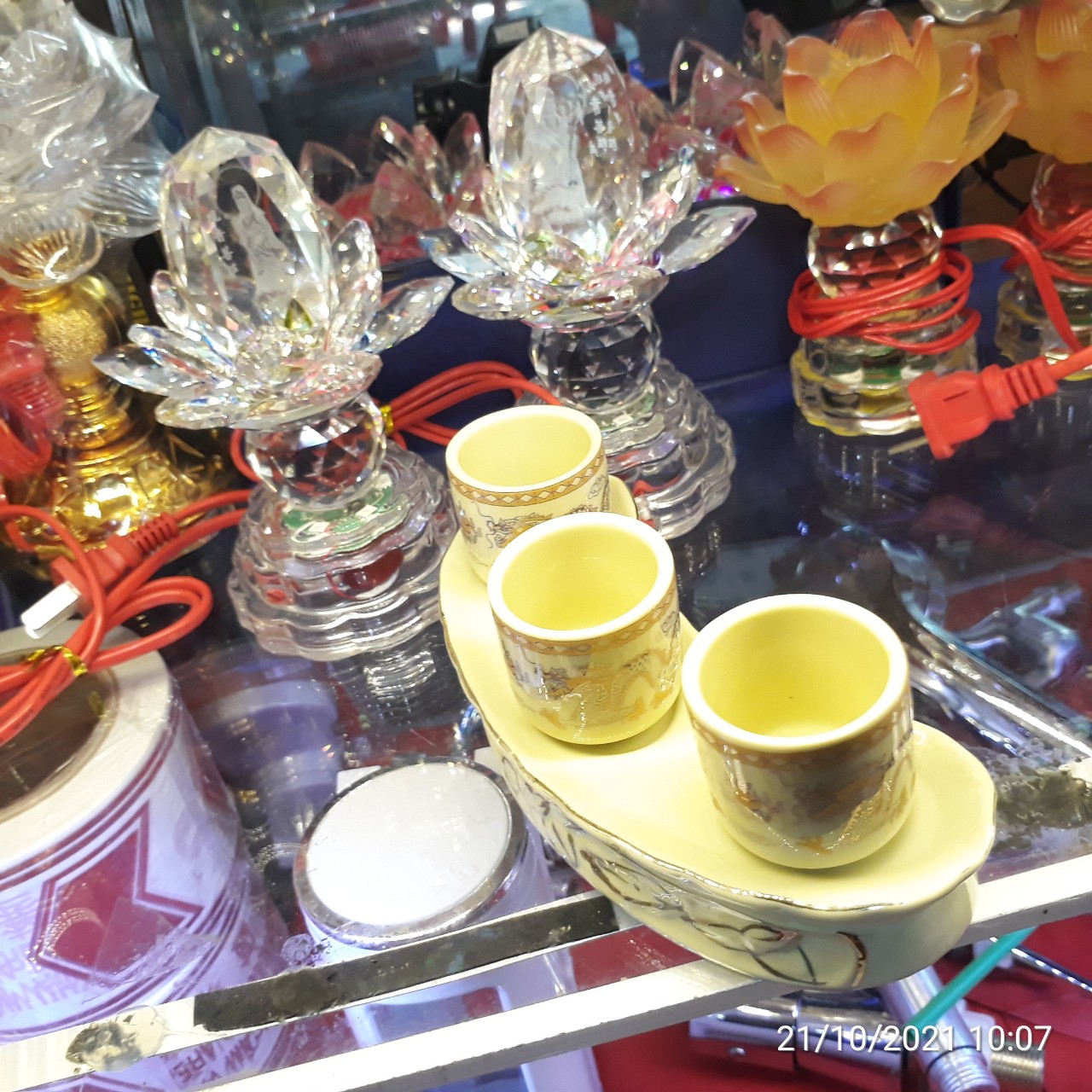 Án 5 ly và Án 3ly nước thờ cúng rồng vàng