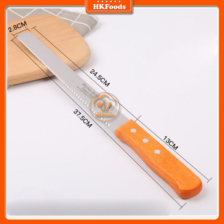 Dao Cắt Bánh Mì Răng Cưa Tay Cầm Gỗ 25cm