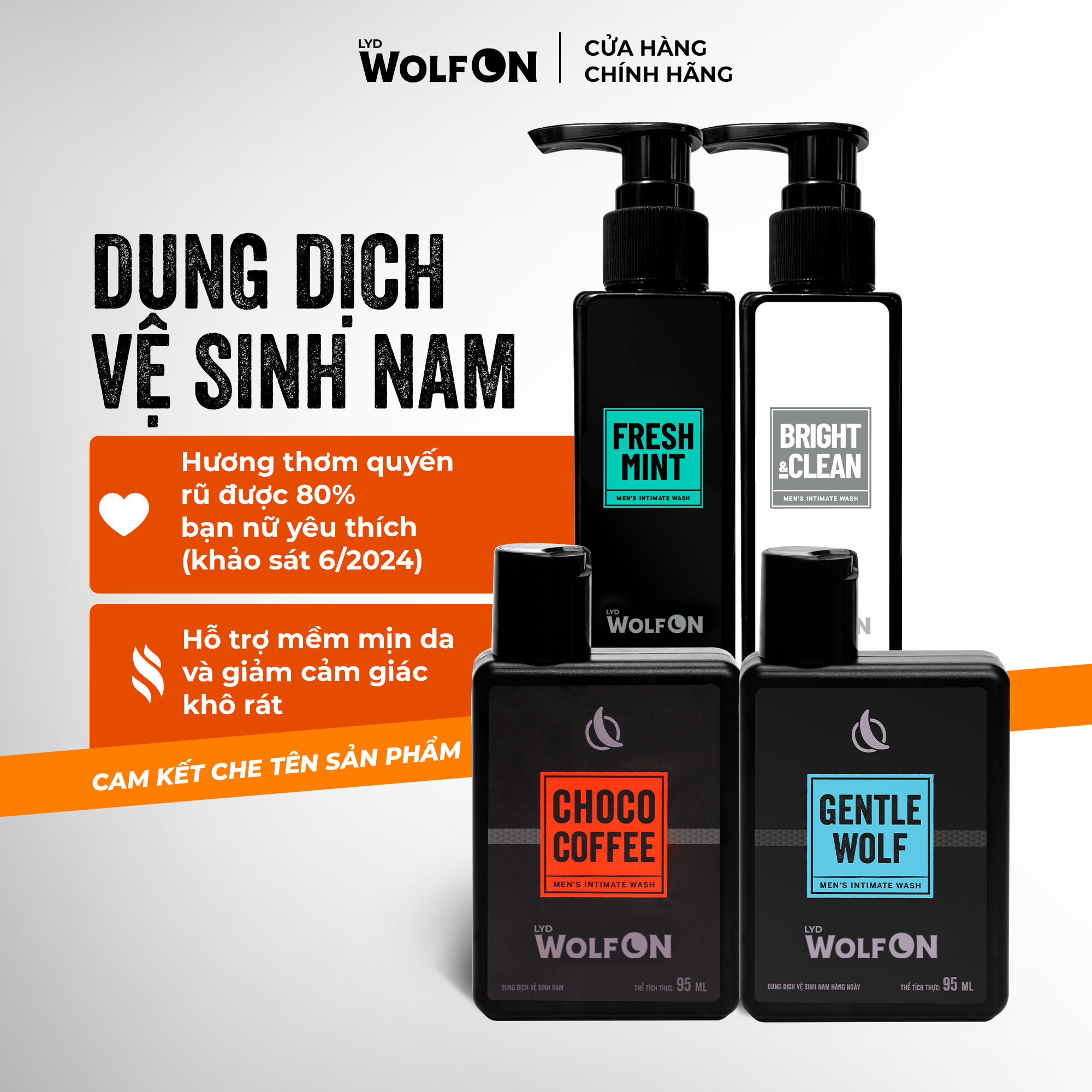  Dung Dịch Vệ Sinh Nam Giới LYD Wolf ON Hương Thơm Nam Tính Khử Mùi Sạch Khuẩn 95ml 150ml 