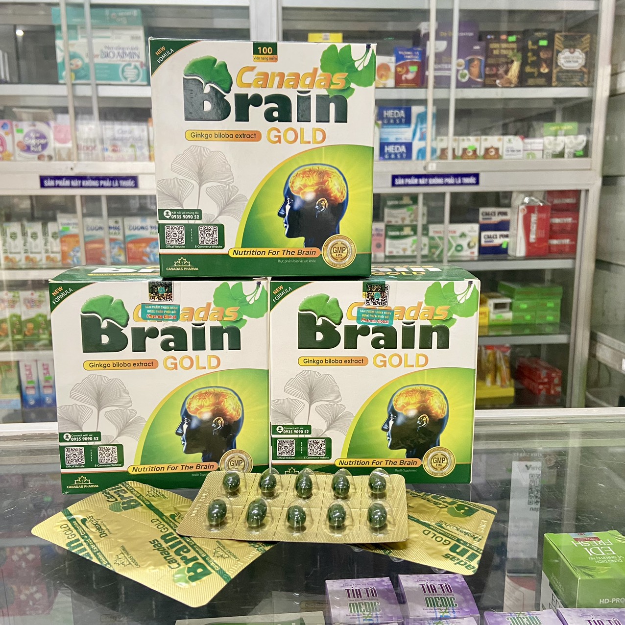 Viên uống Canadas BRAIN Gold giúp bổ não, ngủ ngon, tăng cường trí nhớ, ngừa tai biến,hộp 100 viên