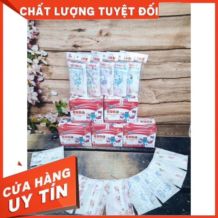 Khẩu trang y tế euro hello kitty em bé 4 lớp 1 hộp 50 cái