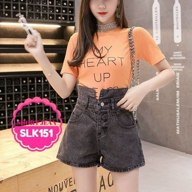 Quần short jean nữ lưng cao thời trang slk151