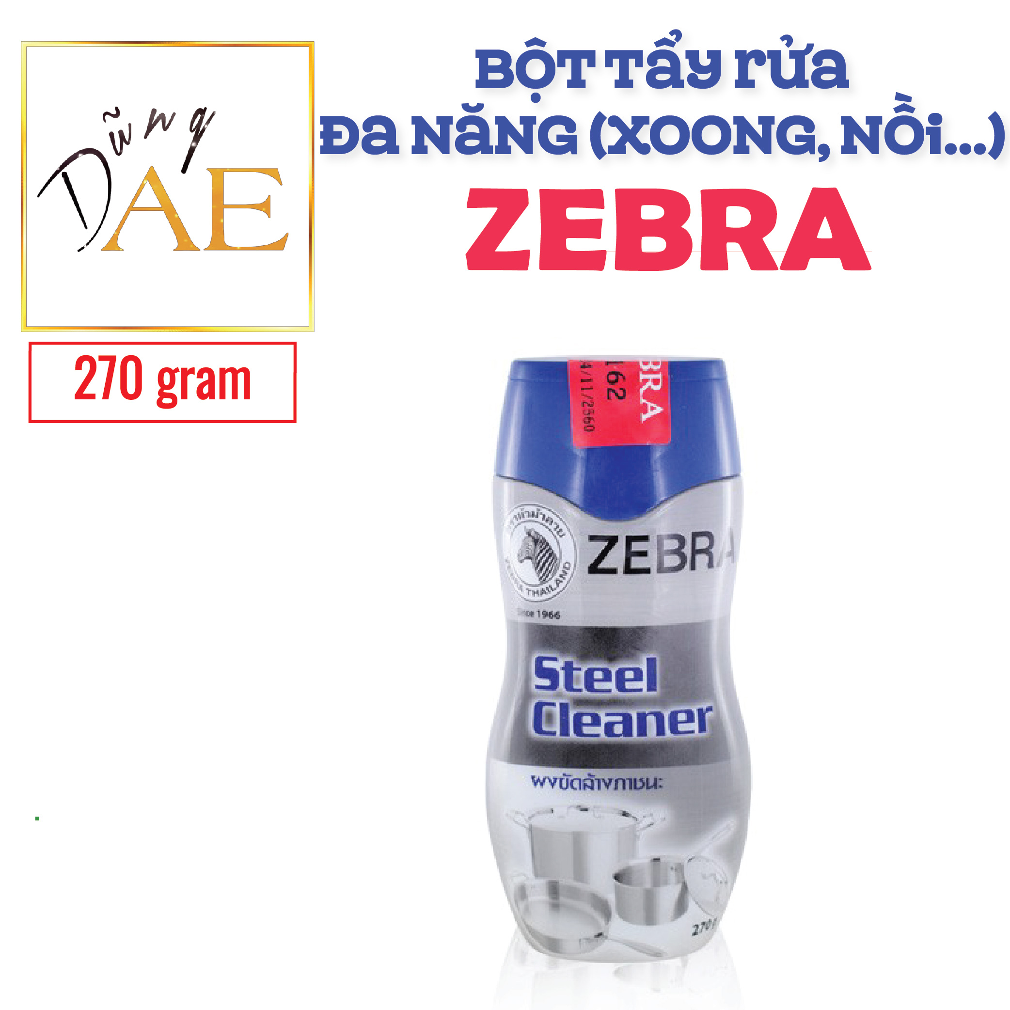 Bột tẩy rửa xoong nồi đa năng zebra thái lan 270g