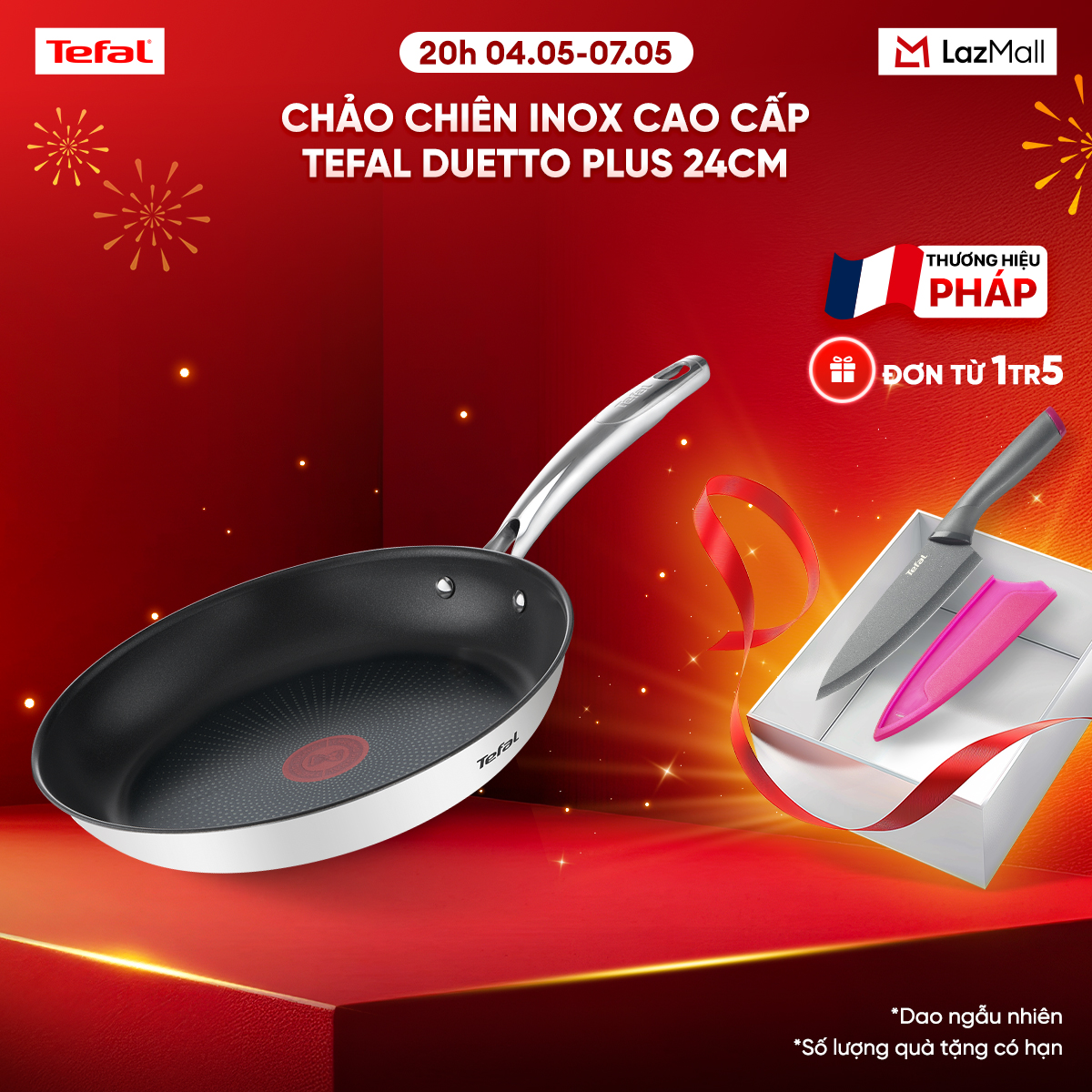 Chảo chiên Inox 18/10 cao cấp Tefal Duetto Plus 24cm