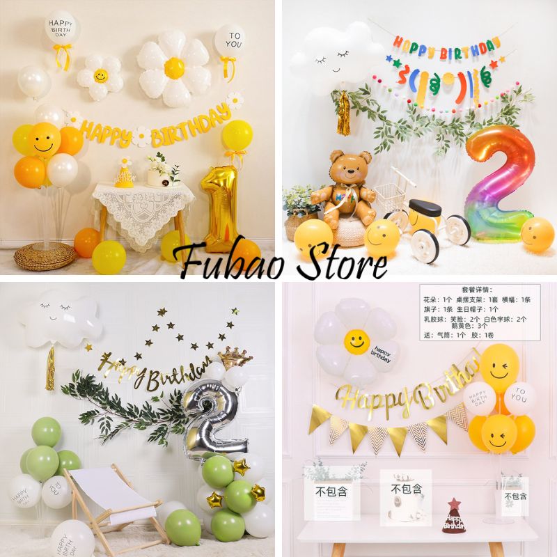 Set bóng trang trí sinh nhật hàn quốc, party, đơn giản Fubao Store