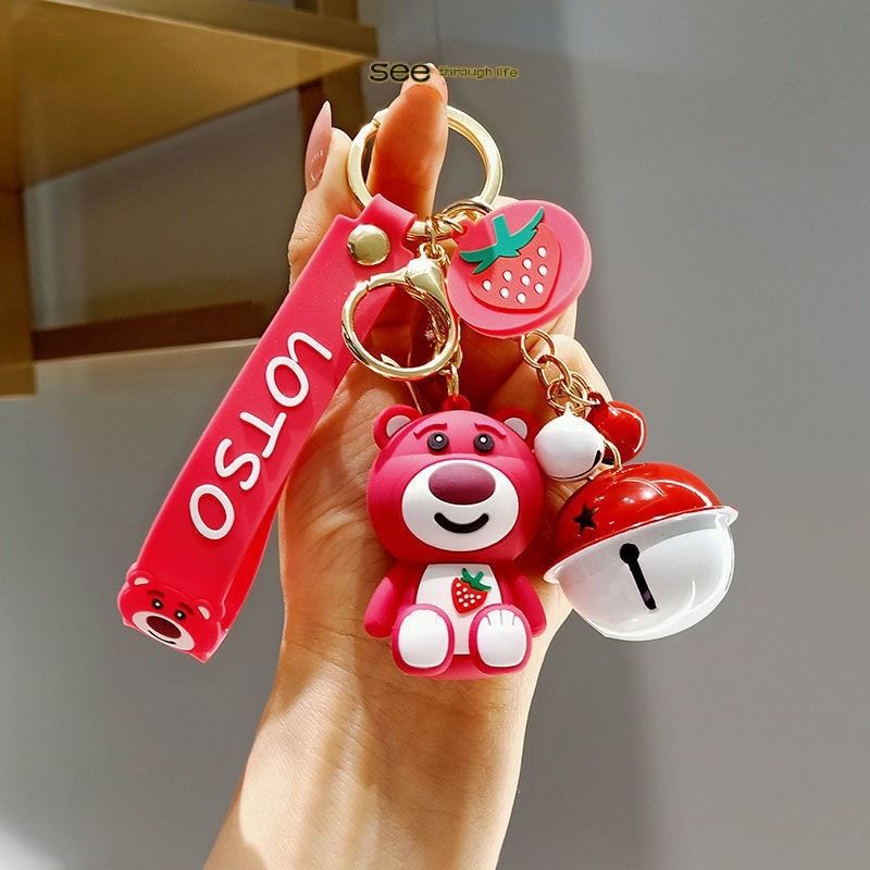 Móc khoá gấu losto gấu kèm chuông và dây đeo dễ thương