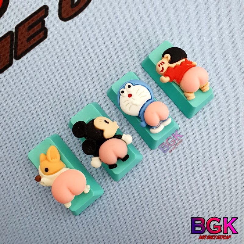 Keycap Artisan Nút Phím Cơ Cute Thủ Công Hình Micky, Doraemon, Shin, Corgi Chổng Mông 2U OEM Profile