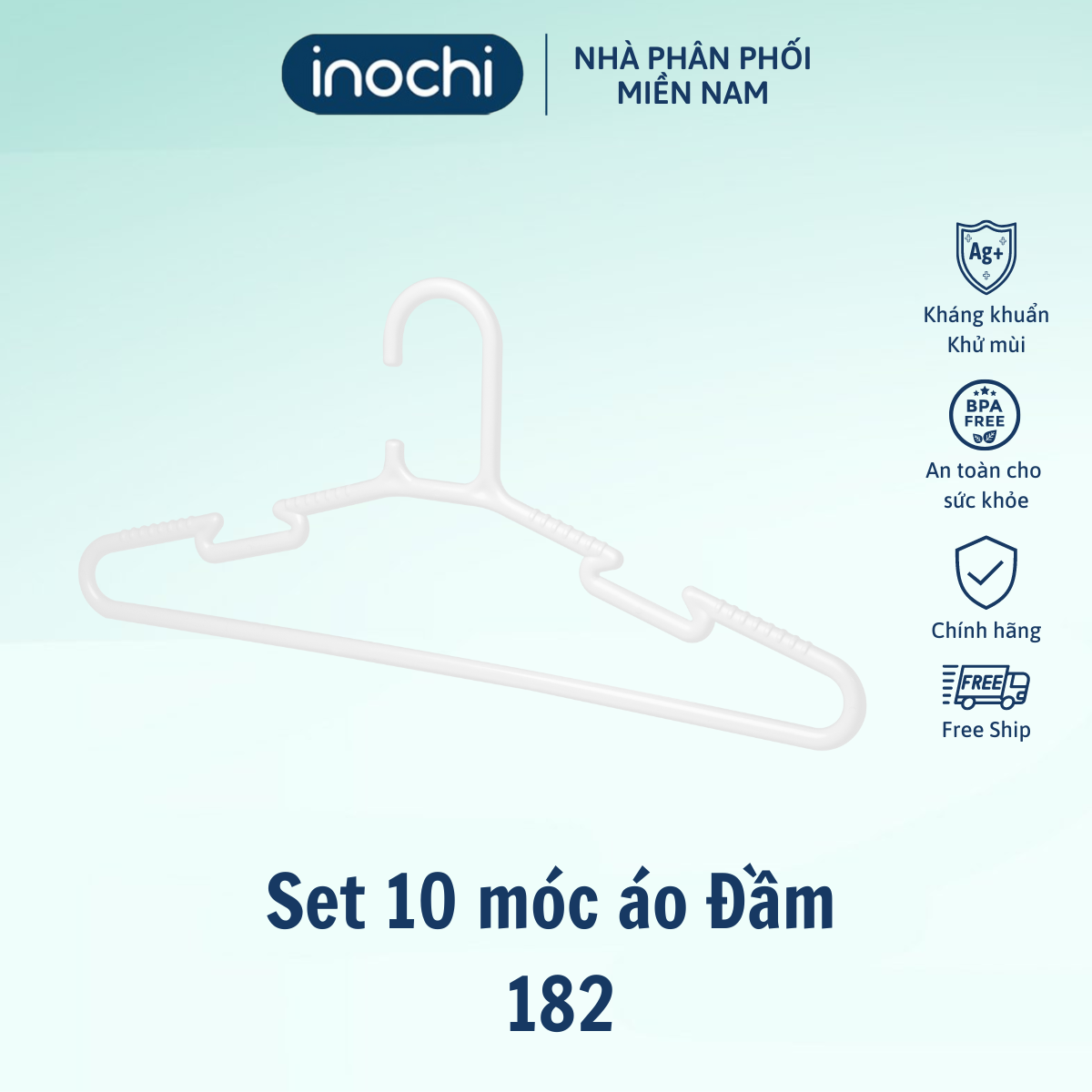 [SET10CAI] Móc phơi quần áo người lớn 182 - móc phơi đồ - móc phơi áo - móc treo quần áo - móc treo đồ - móc quần áo - móc áo - móc quần áo người lớn - móc chống trượt - móc lớn - móc nhựa inochi cao cấp nhật bản