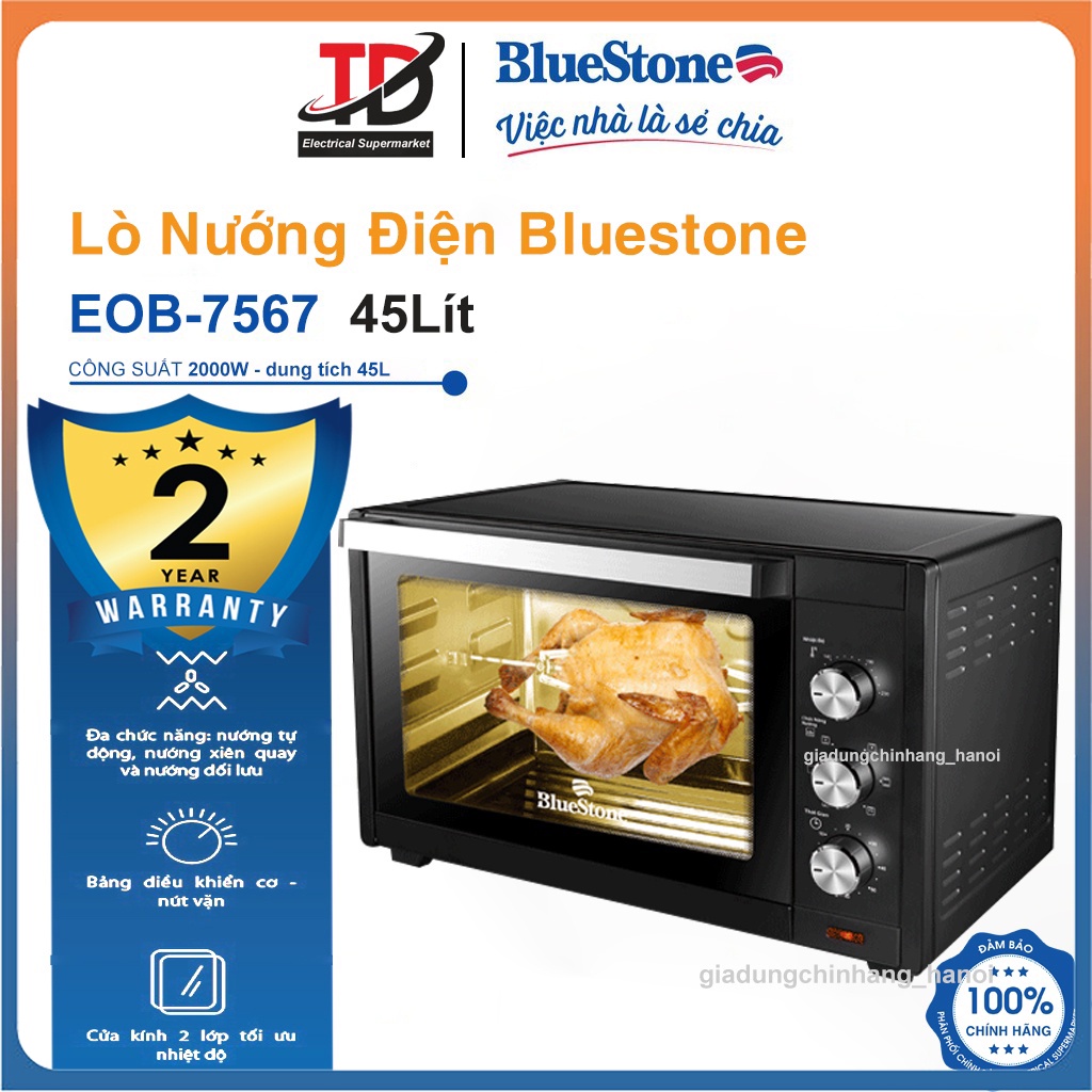 Lò nướng bluestone eob-7567 45 lít- hàng chính hãng 100% trưng bày mới 98-99% bảo hành 12 tháng