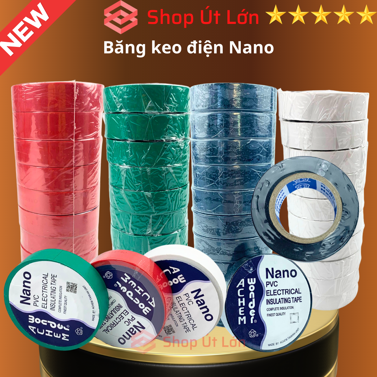 Băng keo điện nano, nhiều màu, 20yard 18 mét, 1 cây có 10 cuộn.