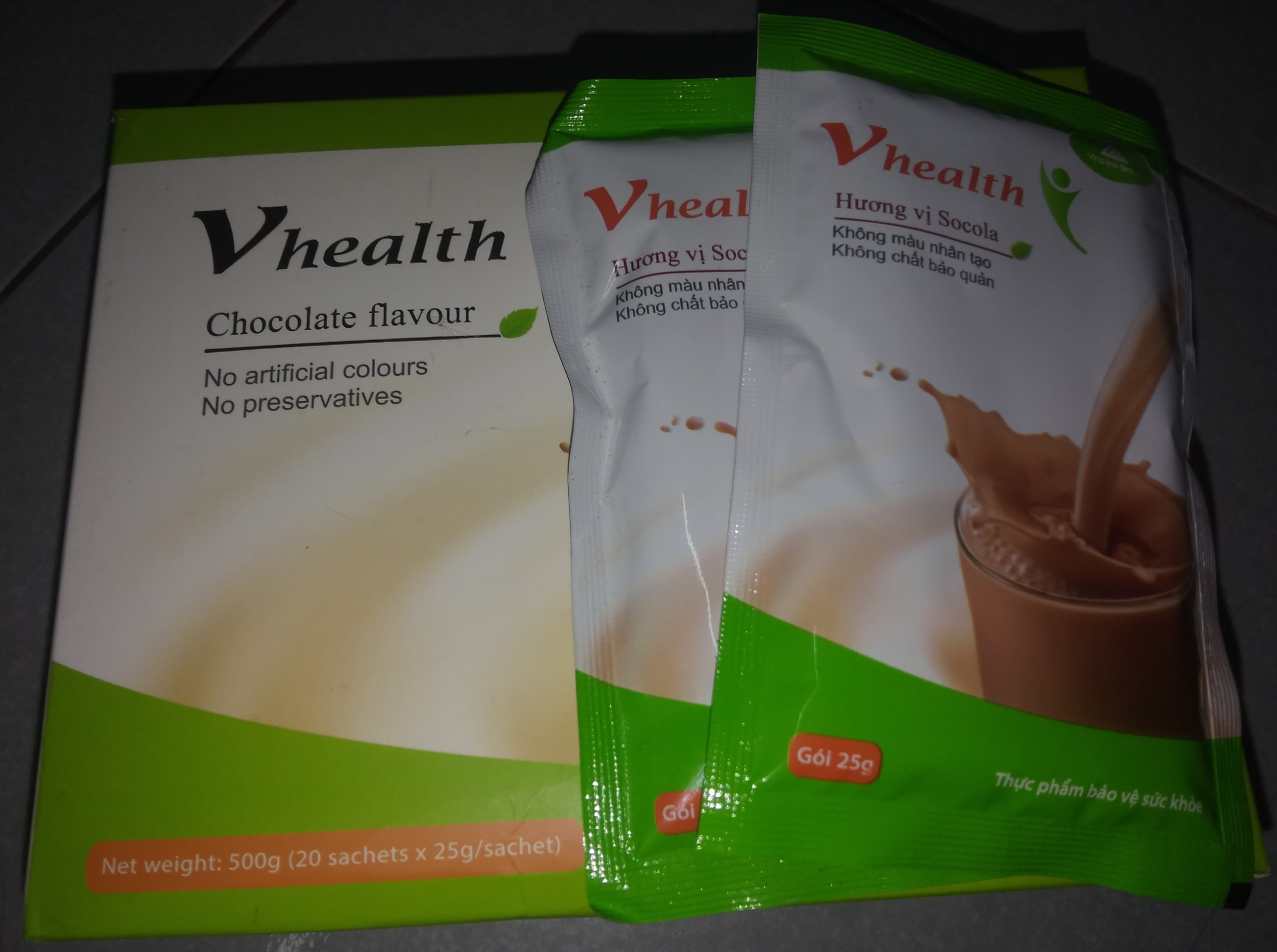 Bữa ăn dinh dưỡng vhealth vị socola 20 gói hộp 25 gr gói