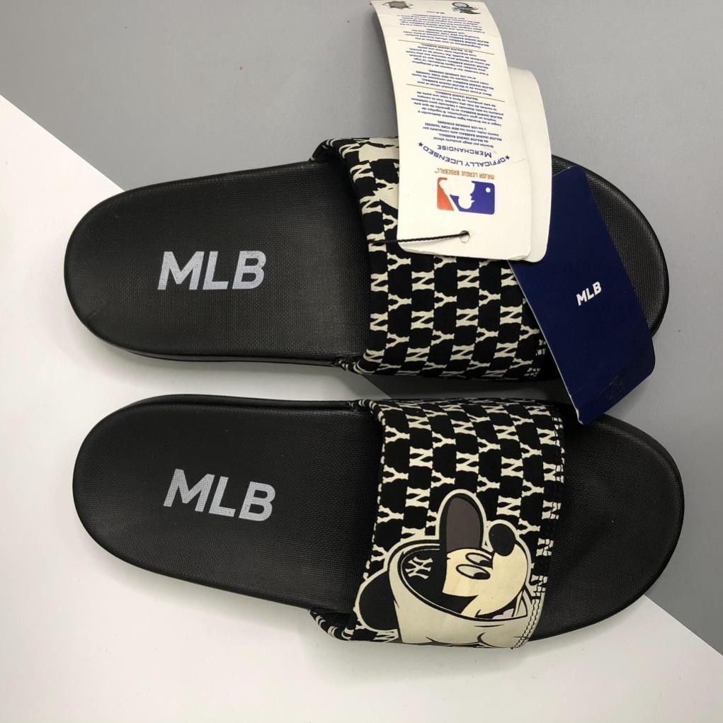 ☬✓ Dép Quai Ngang Mlb Mickey Đen Ny Dép mlb mickey siêu êm chân bản giới hạn full size nam nữ