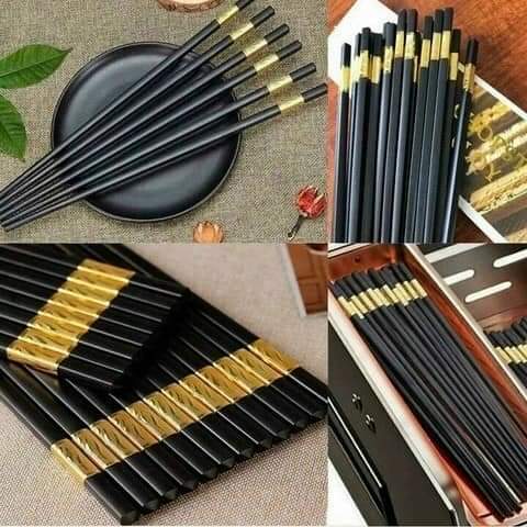 Hộp 10 đôi đũa đầu mạ vàng