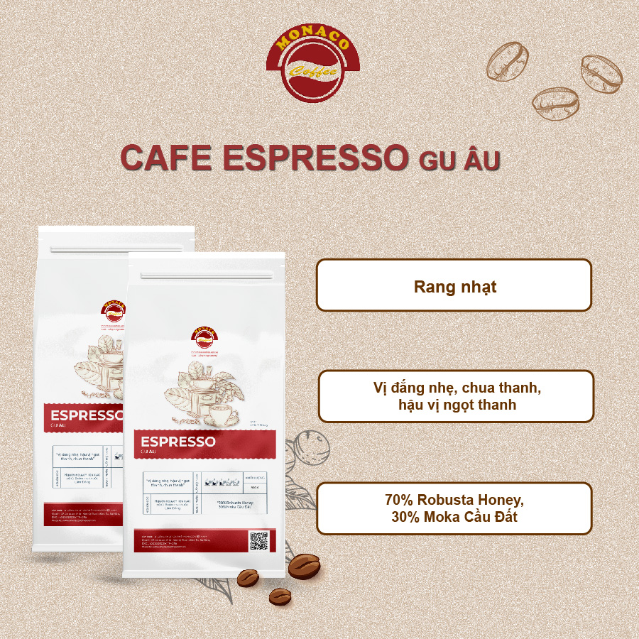 Cà phê Espresso Gu Âu - Cà phê rang mộc thượng hạng 100% nguyên chất từ