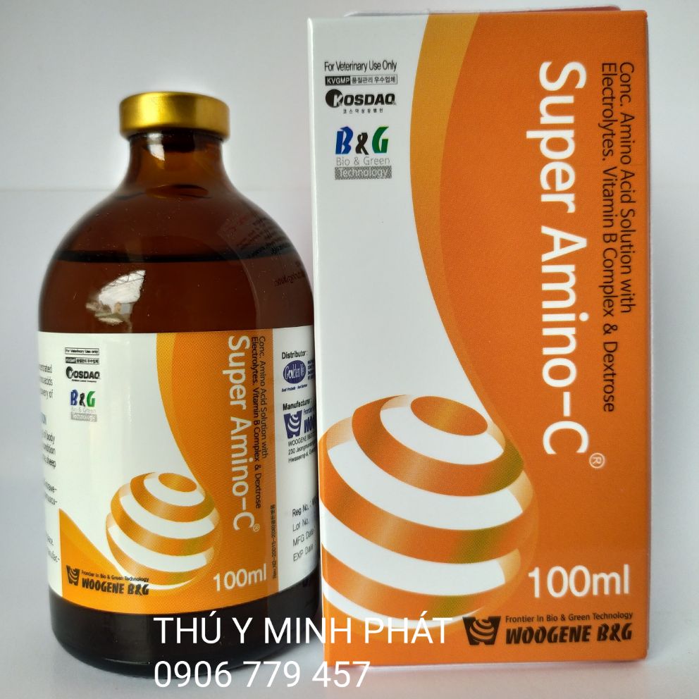 SUPER AMINO C chai 100ml TRỢ LỰC TĂNG SỨC ĐỀ KHÁNG CHO VẬT NUÔI