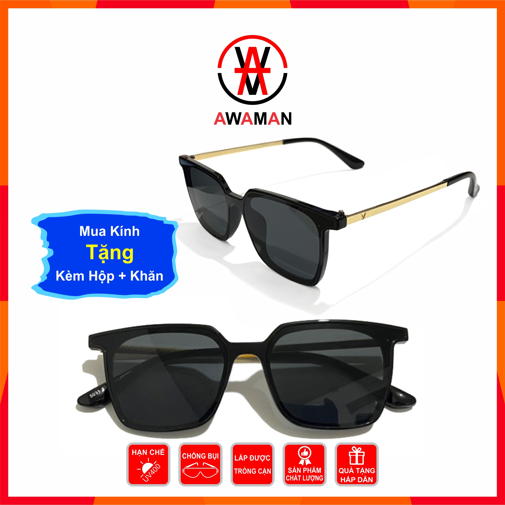 Mắt kính râm chữ v thời trang nam nữ cao cấp