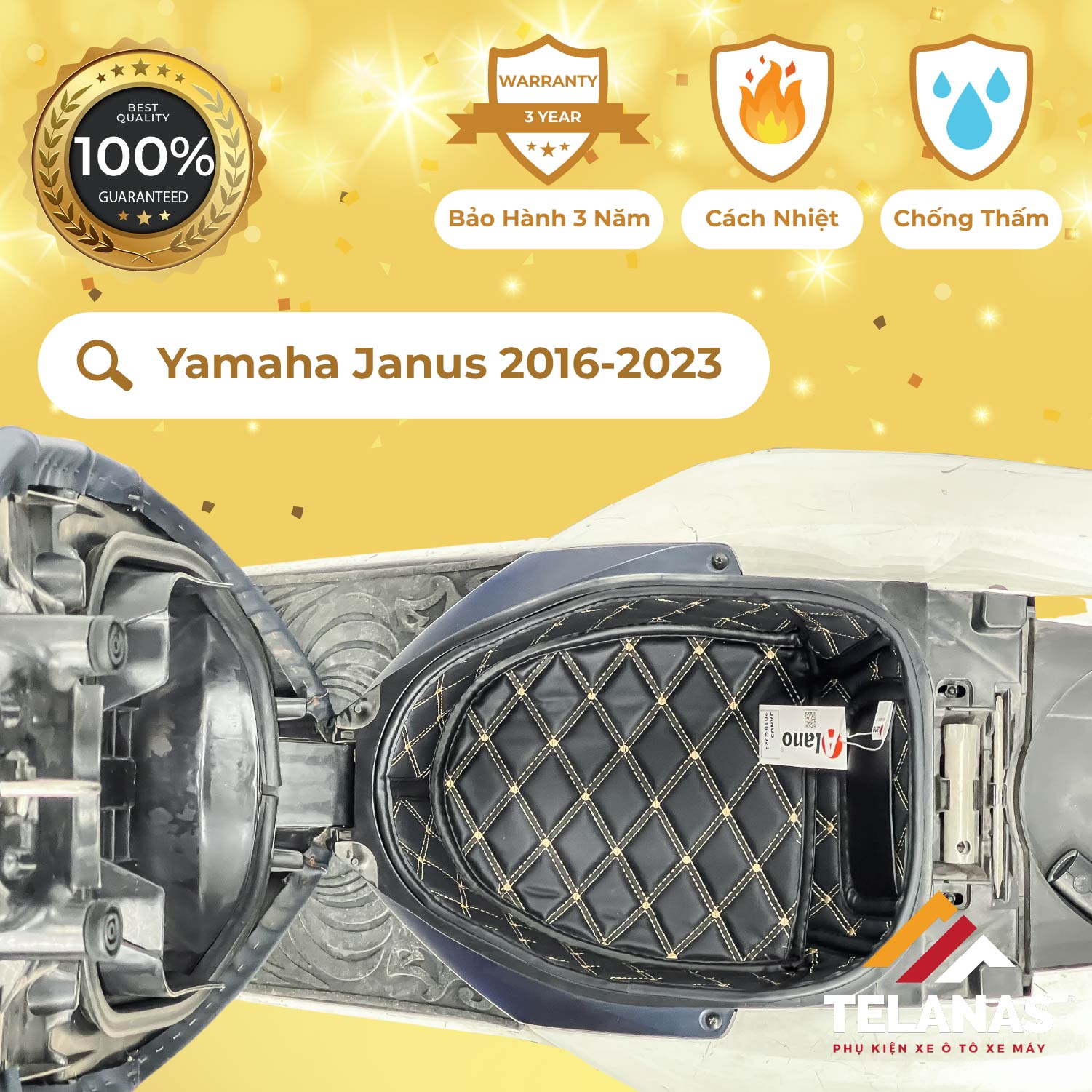 Lót cốp cách nhiệt, đệm lót cốp xe máy telanas - yamaha janus 2016-2022-giá xưởng-bảo hành 3 năm chống sốc, chống thấm nước, tránh trầy xước