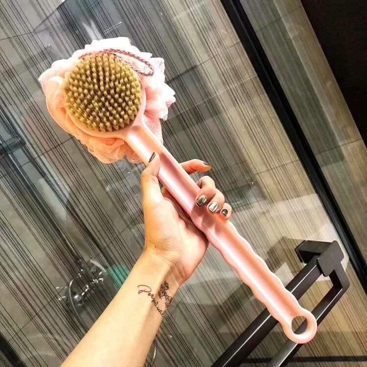 Cọ lưng tắm rửa hai đầu vừa đầu cọ vừa bông tắm tiện lợi - cọ lưng 2 đầu cao cấp 2in1 kèm bông tắm vô cùng tiện lợi , cọ lưng xuất nhật, cọ lưng có hộp, cây cọ lưng loại 1
