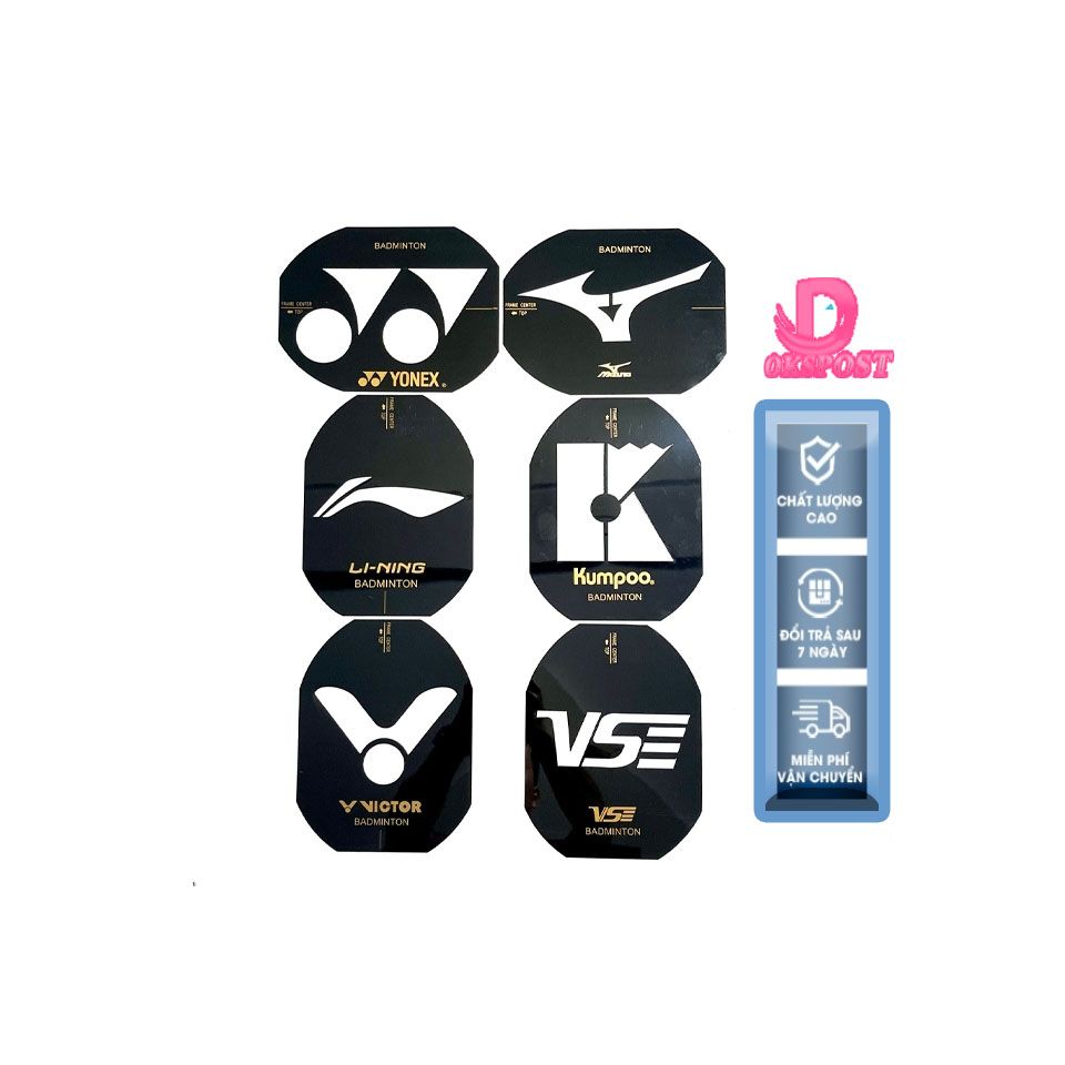 Khung logo sơn mặt vợt cầu lông  Yonexx, Liningg, Victorr, Kumpoo, Mizunoo và mực sơn