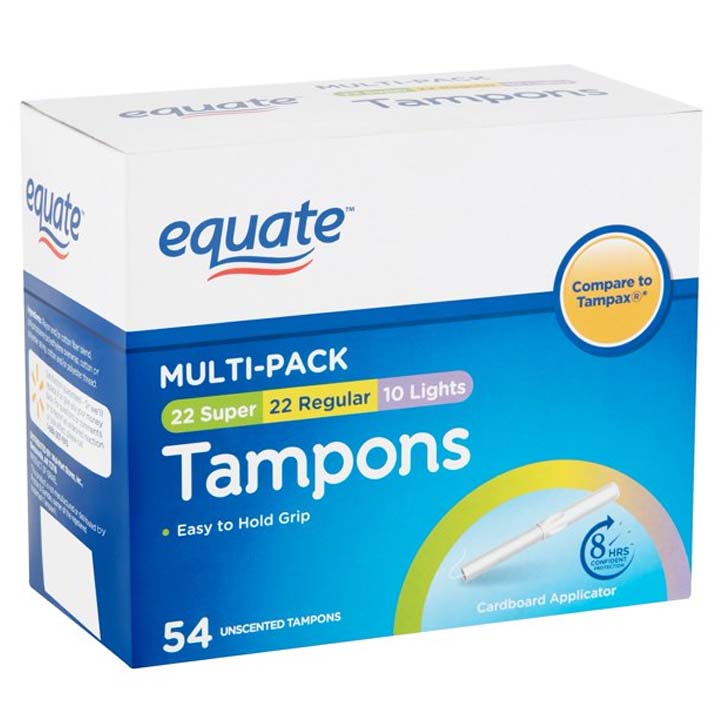 Băng vệ sinh Equate Unscented Tampon Multi-pack hộp 54 thanh