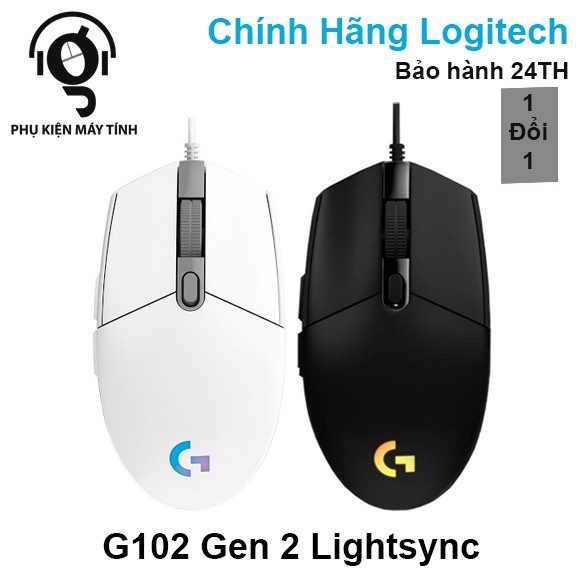 Chuột chơi game Logitech G102 Gen2 Black (USB/RGB/Đen) 8000DPI RGB 6 Phím Cảm Biến Đôc Quyền Với Nút Bấm Nảy Và Mềm Mại Thiết Kế Siêu Nhỏ Gọn, Độ Phân Giải Cảm Biến Cao. Chuột Bluetooth, Chuột Không Dây Logitech - Giá Rẻ - Chất Lượng Cao