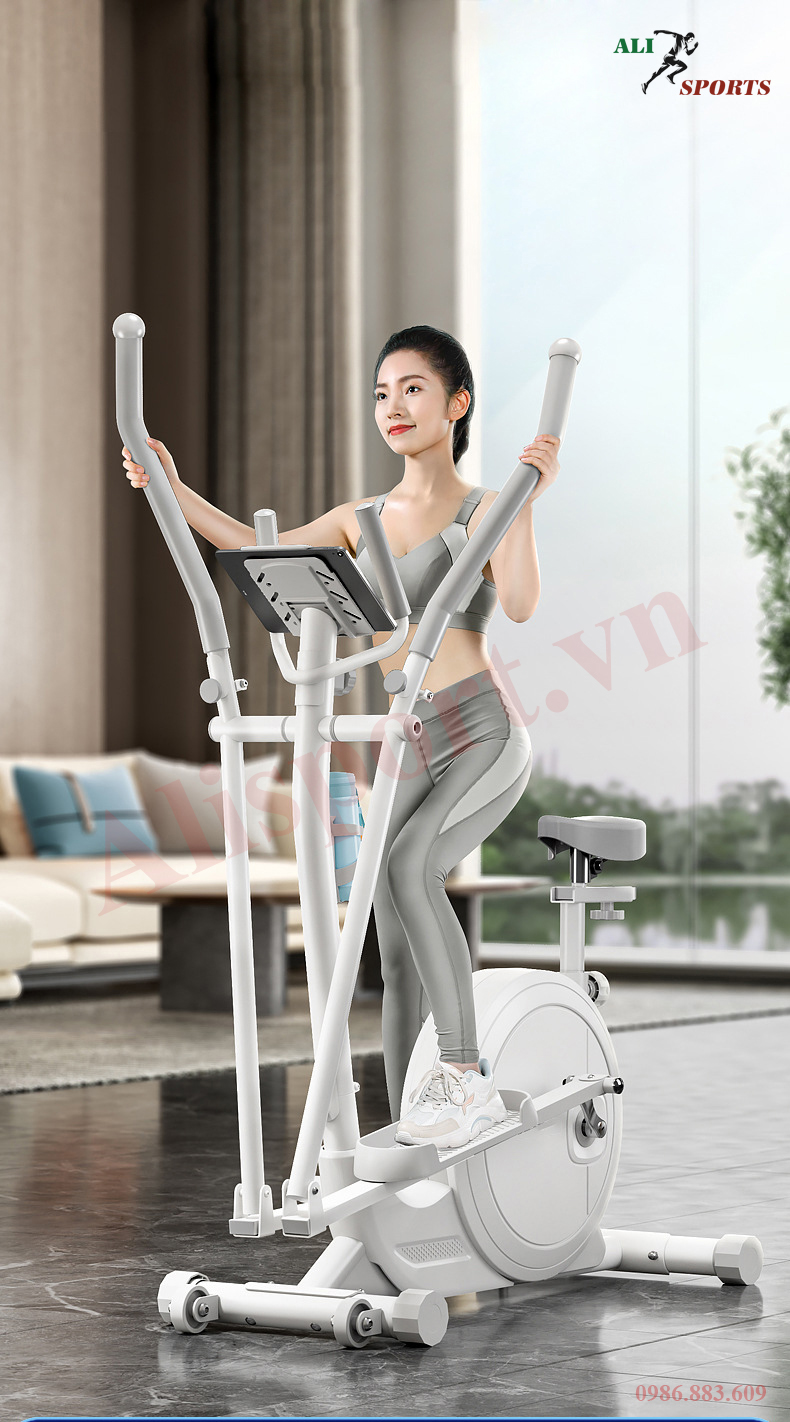 Xe đạp tập thể dục toàn thân elip gấp gọn ,Xe Đạp Tập Thể Dục Trong Nhà , Xe đạp đa năng ,Xe đạp trên không - Khung thép bền bỉ, sơn tĩnh điện