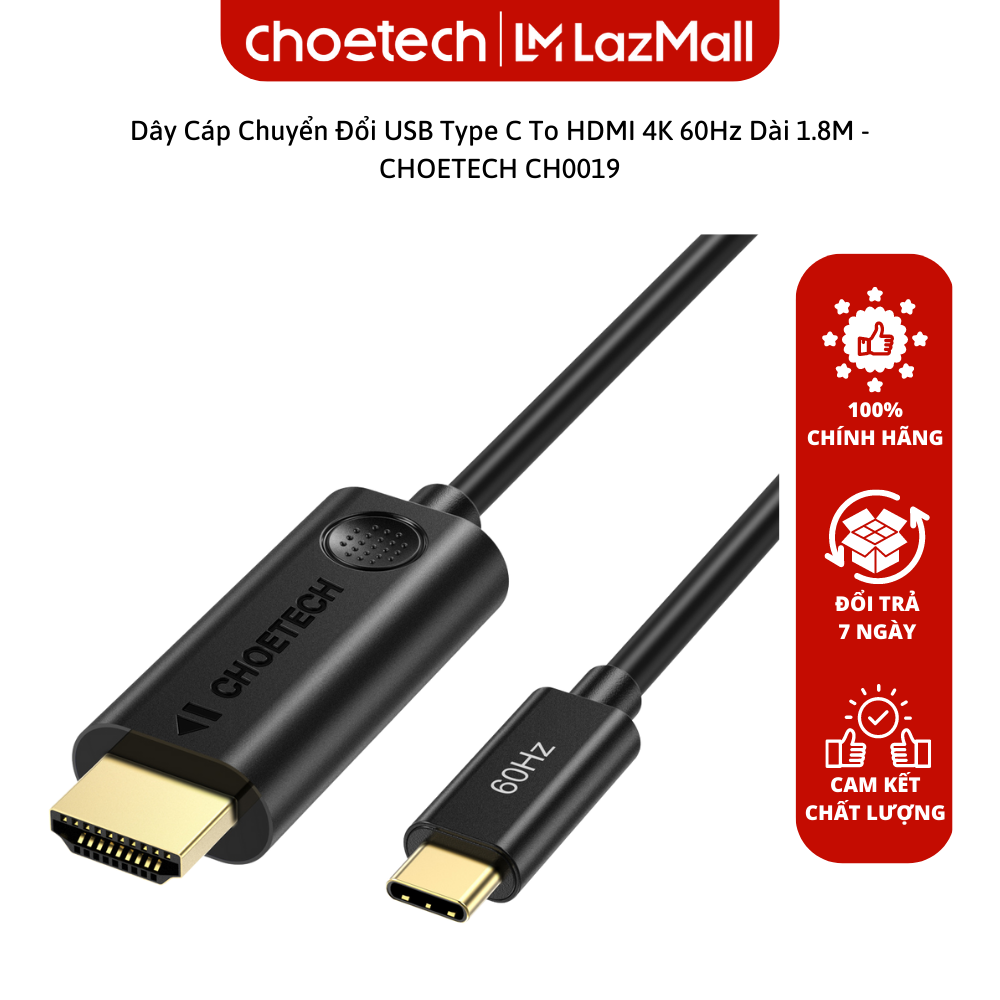 Dây Cáp Chuyển Đổi USB Type C To HDMI 4K 60Hz Dài 1.8M HÀNG CHÍNH HÃNG -