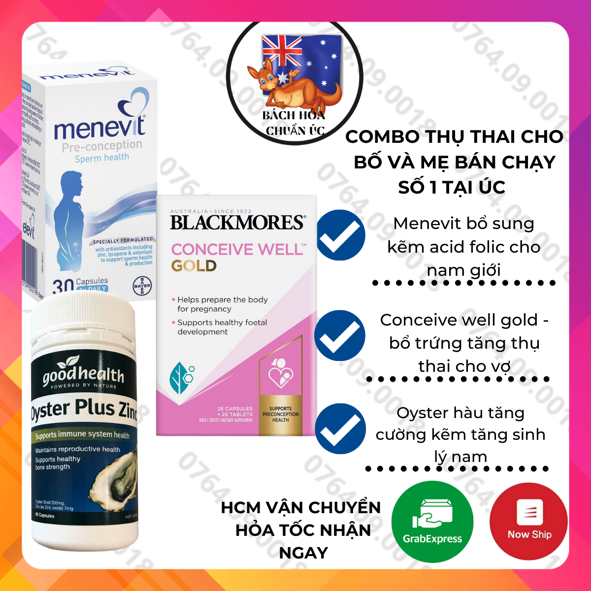 Combo thụ thai 3 món tăng thụ thai bổ trứng săn cọp con