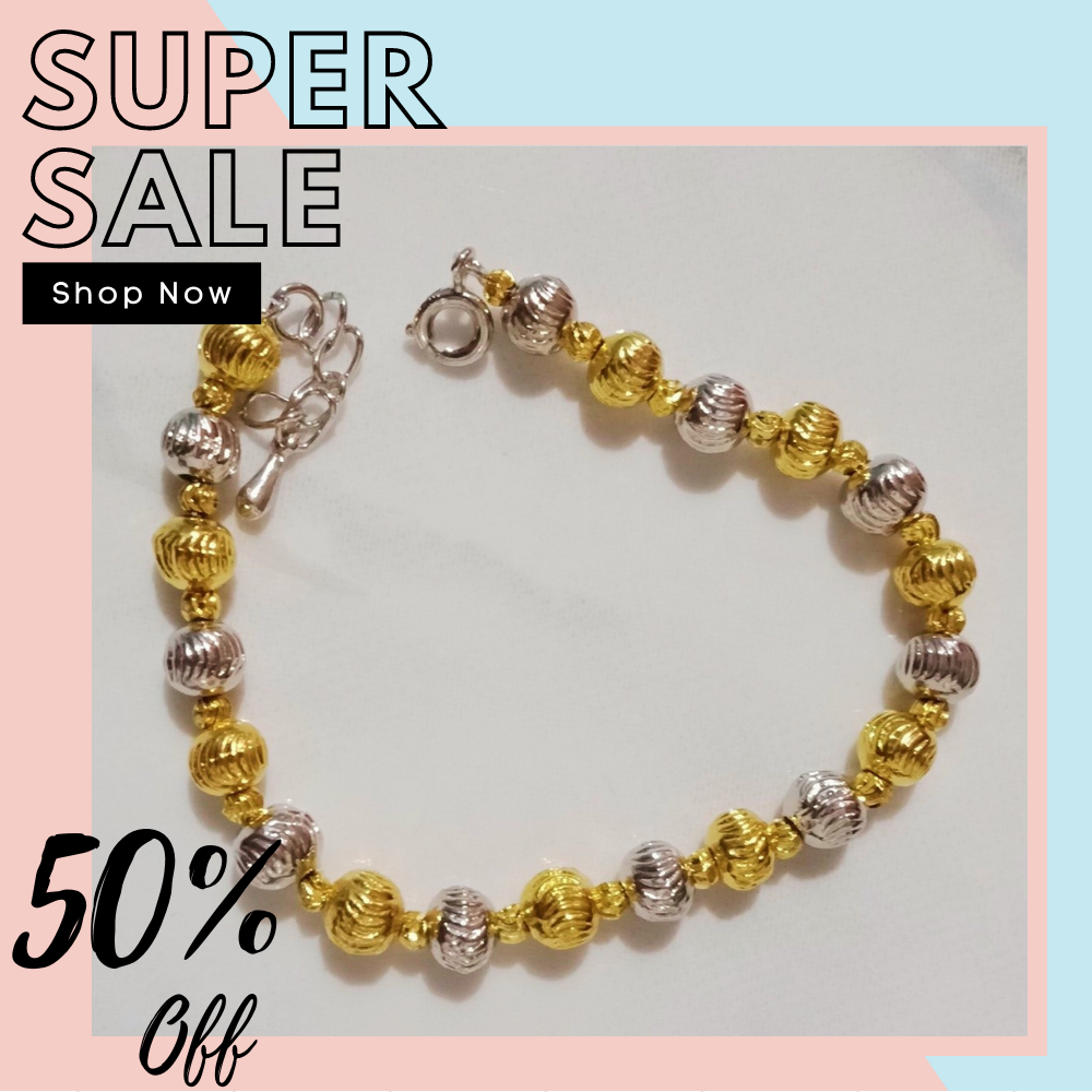 Lắc tay nữ  18k, lắc tay bi 2 màu mạ vàng Ý cao cấp sáng lấp lánh thiết kế siêu sang trọng dễ thương TRANG SỨC GADO L039  - đeo đi làm công sở cực đẹp