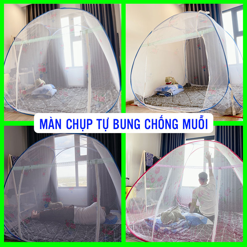 Màn chụp tự bung loại 1. Mùng chụp cao cấp, có viền chống muỗi, màn chụp gấp gọn nhiều kích thước 1m6*2m, 1m8*2m, 2m*2m2. Hàng Việt Nam chất lượng cao