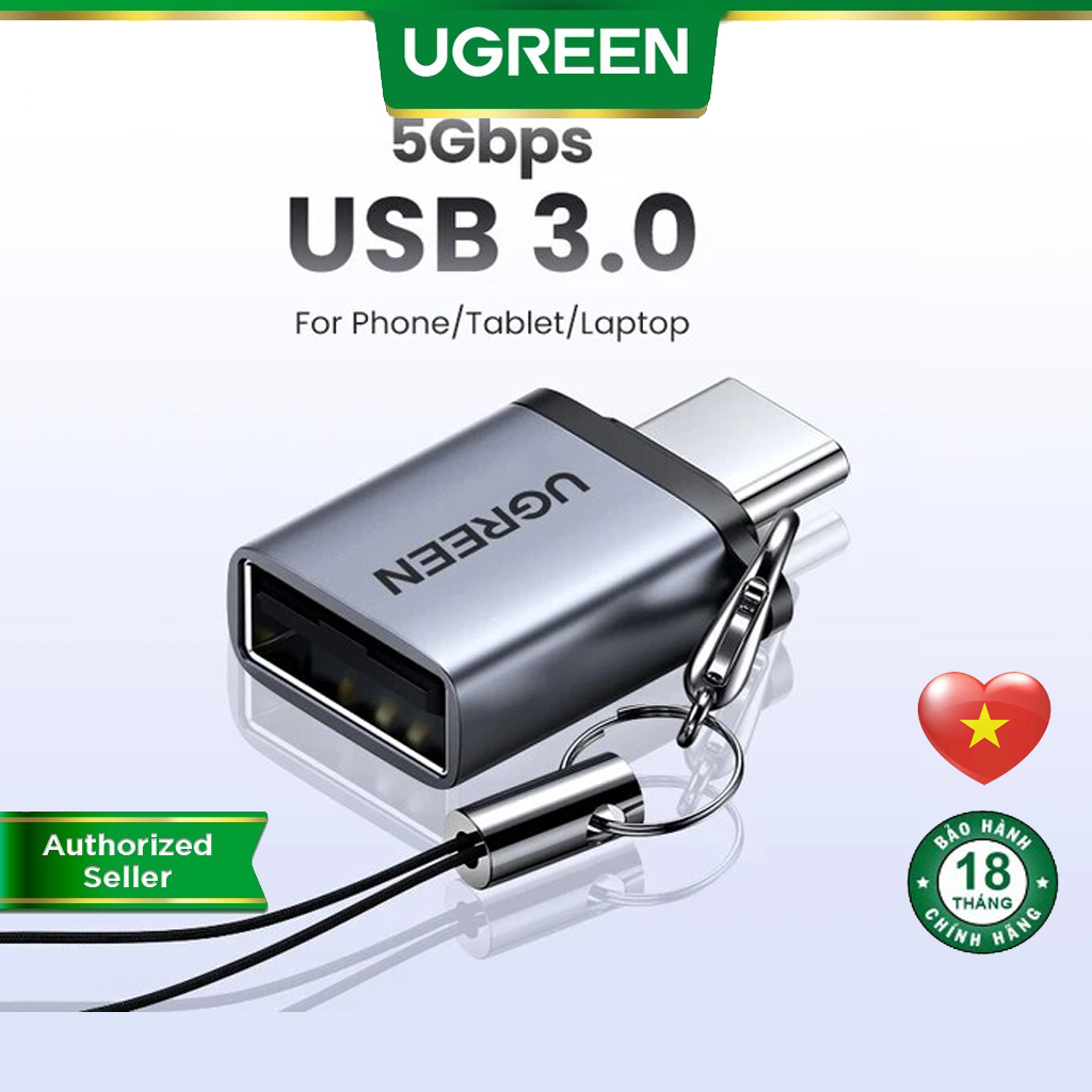 Đầu chuyển usb type c sang usb 3.0 otg ugreen us270 chính hãng