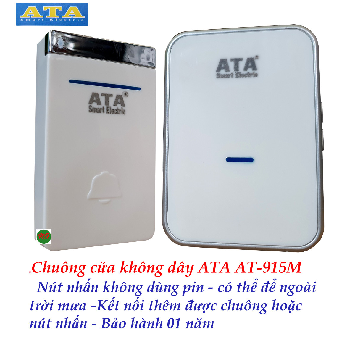 Chuông cửa không dây chống nước ATA AT-915M - Nút nhấn không dùng pin và có thể để ngoài trời mưa