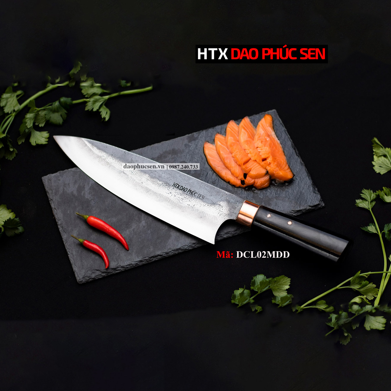 Dao phúc sen chặt lọc cán mun sắc bén