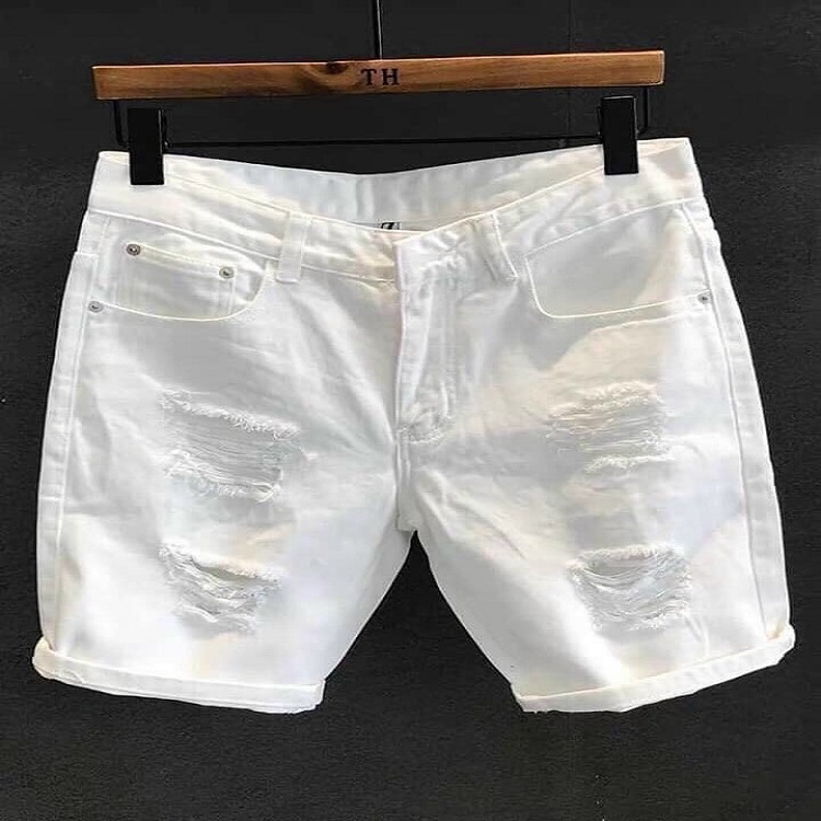 Quần Sọt Jeans  Nam phong cách cao cấp CANDY FASHION NA01, áo thun đen trơn là size 22