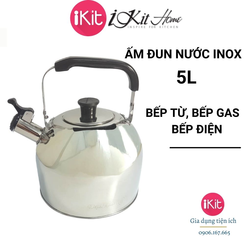 Ấm đun nước siêu tốc bếp từ, bếp gas, sản xuất tại Việt Nam, đun nhanh sôi, có còi báo khi sôi. Dung tích 5L