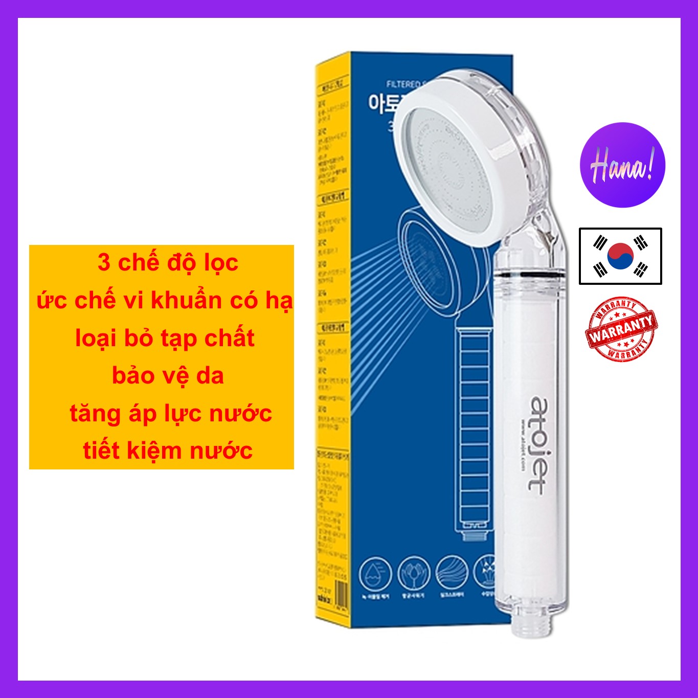 Vòi sen lọc sạch nước atojet hàn quốc